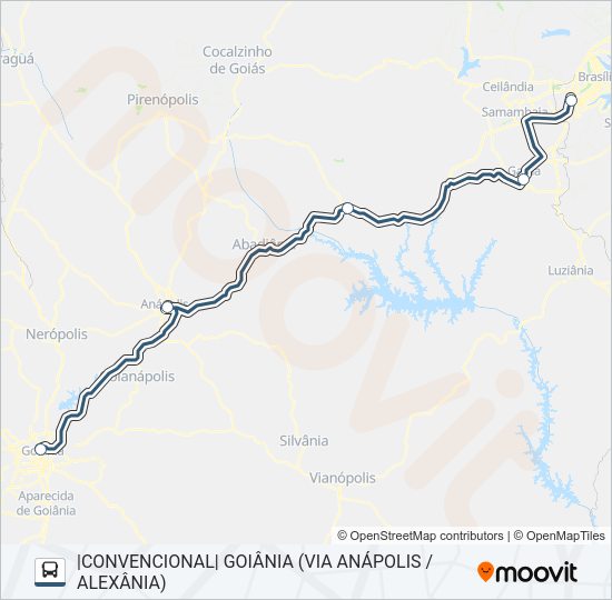 Mapa da linha RAPIDO FEDERAL de ônibus