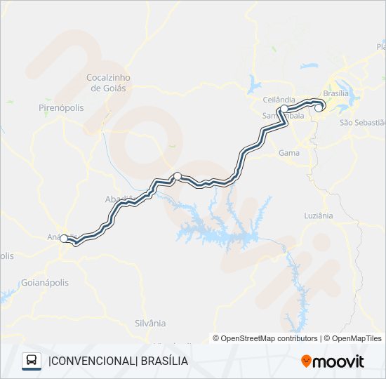Mapa da linha RAPIDO FEDERAL de ônibus