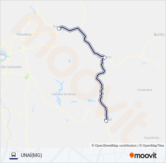 Mapa da linha REAL SUL de ônibus