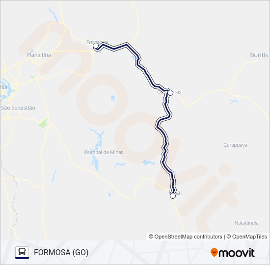 Mapa da linha REAL SUL de ônibus