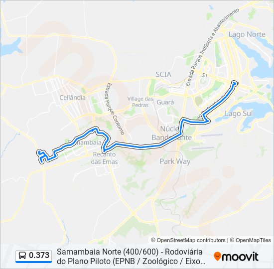 Mapa da linha 0.373 de ônibus