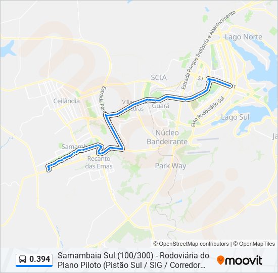 Mapa da linha 0.394 de ônibus