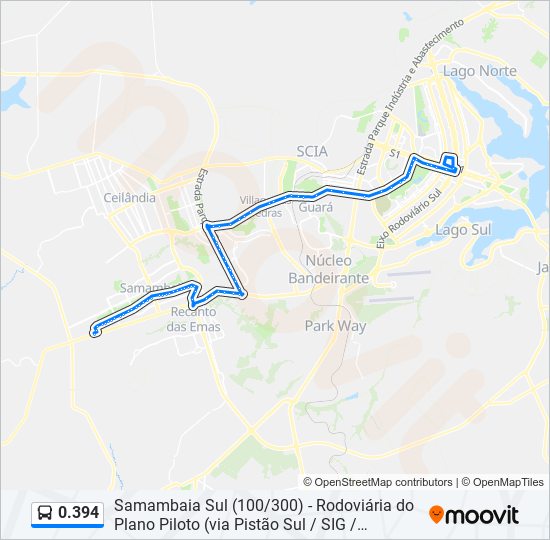 Mapa da linha 0.394 de ônibus