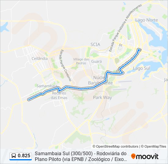 Mapa da linha 0.825 de ônibus