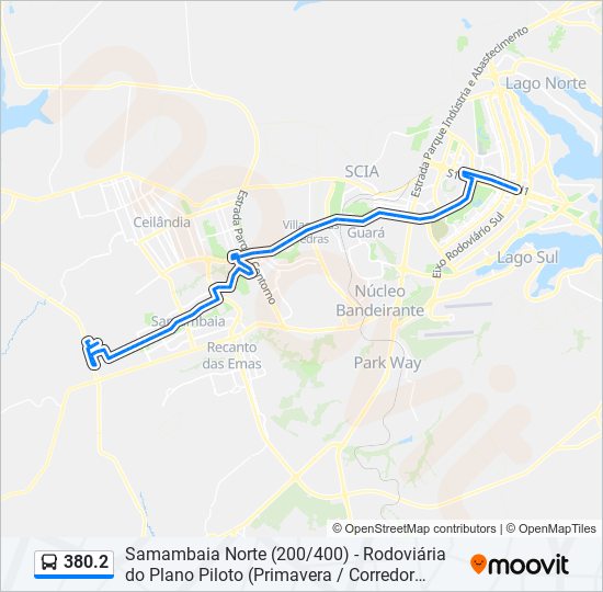 Mapa da linha 380.2 de ônibus