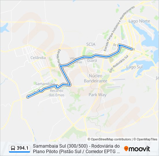 Mapa da linha 394.1 de ônibus