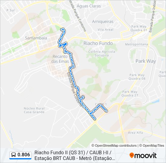 Mapa da linha 0.806 de ônibus