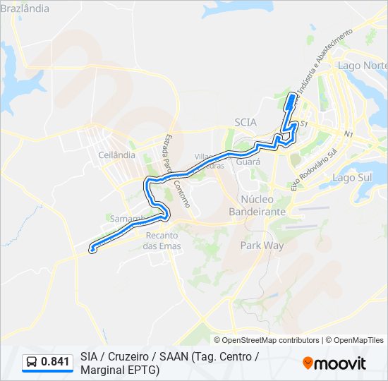 Mapa da linha 0.841 de ônibus