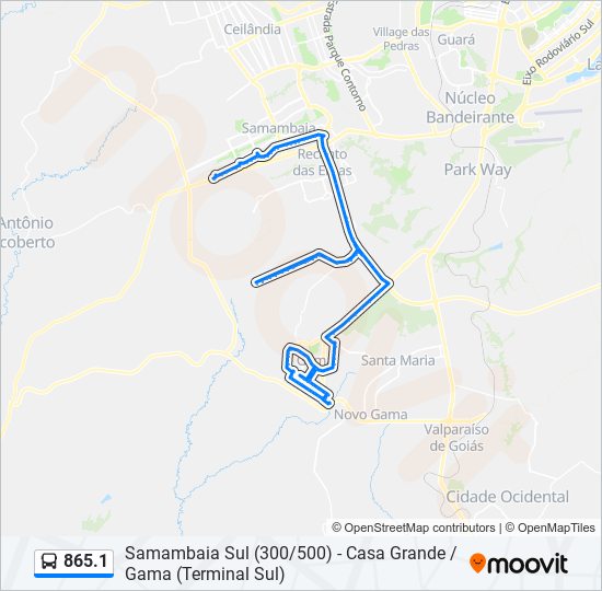 Mapa de 865.1 de autobús