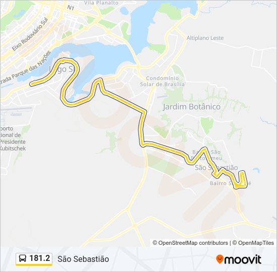 Mapa da linha 181.2 de ônibus