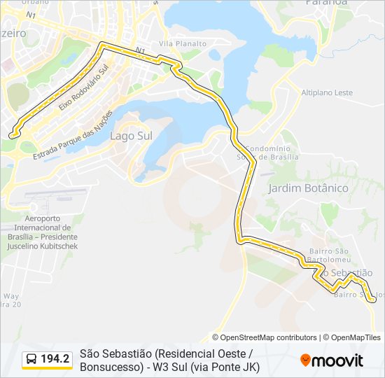 Mapa da linha 194.2 de ônibus