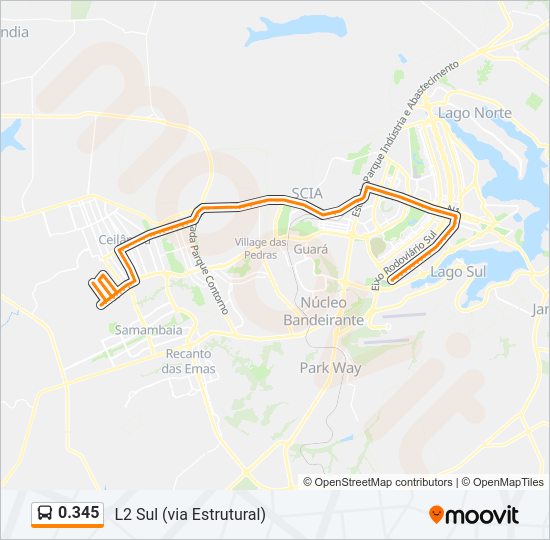 Mapa da linha 0.345 de ônibus