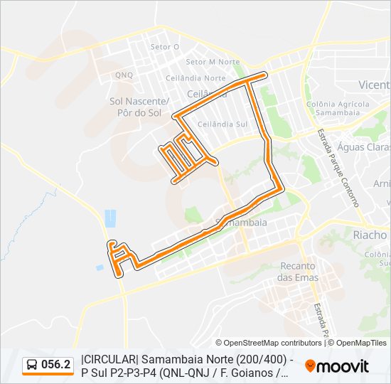 Mapa da linha 056.2 de ônibus