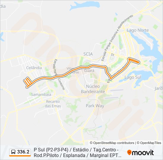 Mapa da linha 336.2 de ônibus