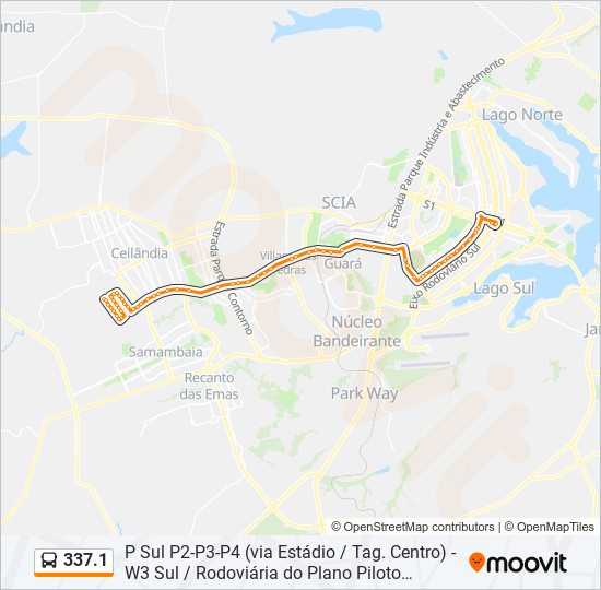 Mapa da linha 337.1 de ônibus