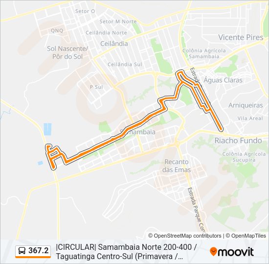 Mapa da linha 367.2 de ônibus