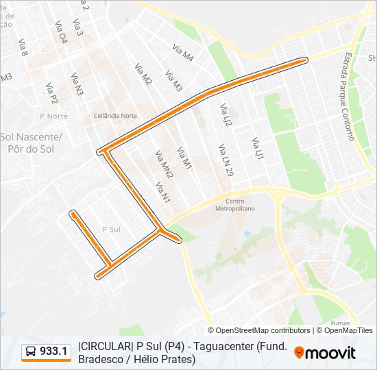 933.1 bus Line Map