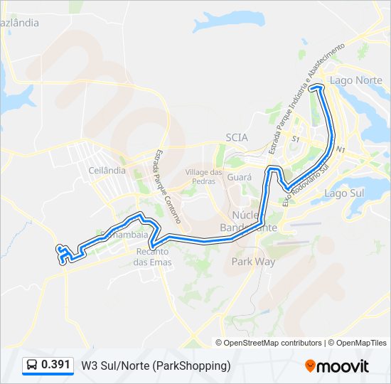 Mapa da linha 0.391 de ônibus