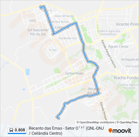 Mapa da linha 0.808 de ônibus