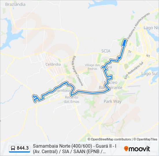 Mapa da linha 844.3 de ônibus