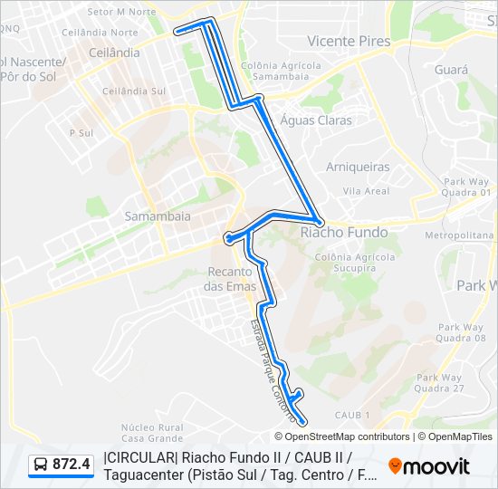 Mapa da linha 872.4 de ônibus