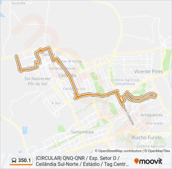 350.1 bus Line Map