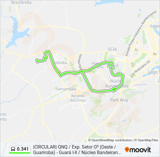 Mapa da linha 0.341 de ônibus