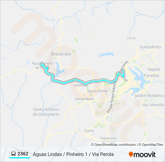 Mapa da linha 2362 de ônibus
