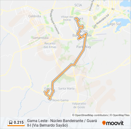 Mapa da linha 0.215 de ônibus