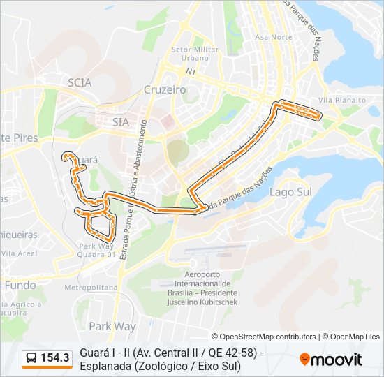 Mapa da linha 154.3 de ônibus