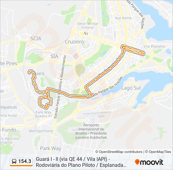 Mapa da linha 154.3 de ônibus