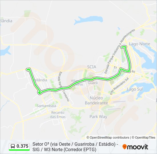 Mapa da linha 0.375 de ônibus