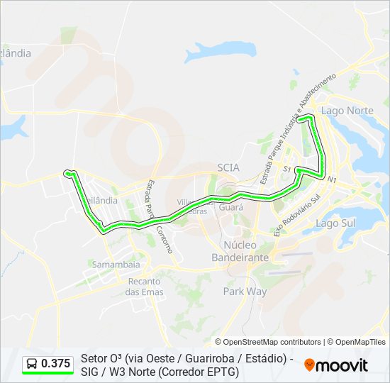 Mapa da linha 0.375 de ônibus