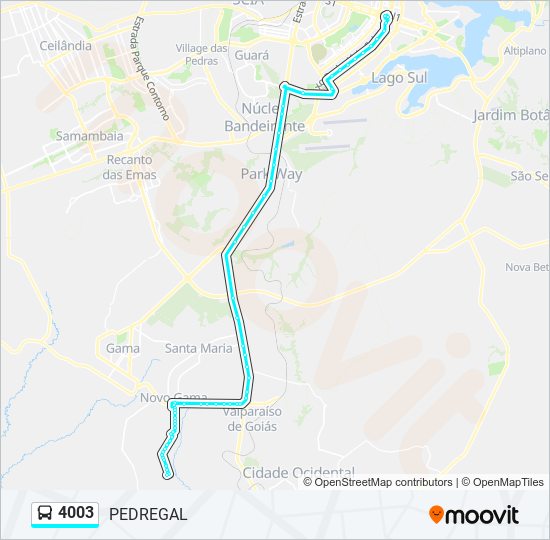 Mapa da linha 4003 de ônibus