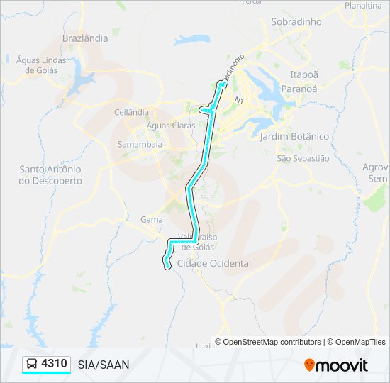 Mapa da linha 4310 de ônibus