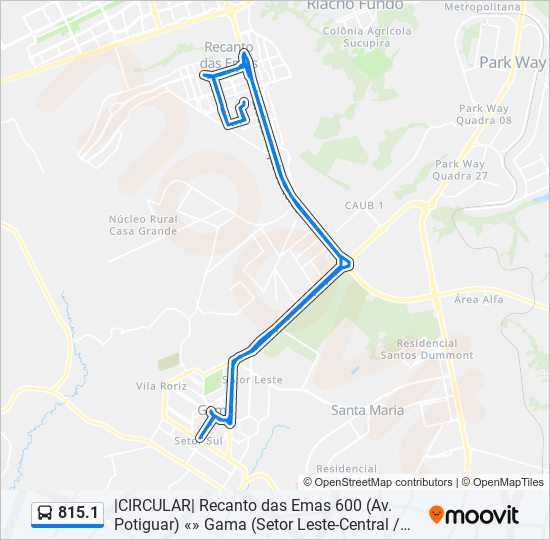 Mapa da linha 815.1 de ônibus