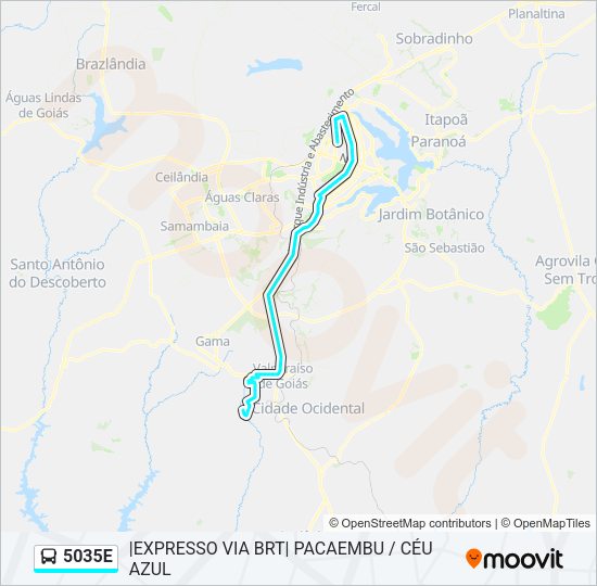 Mapa da linha 5035E de ônibus