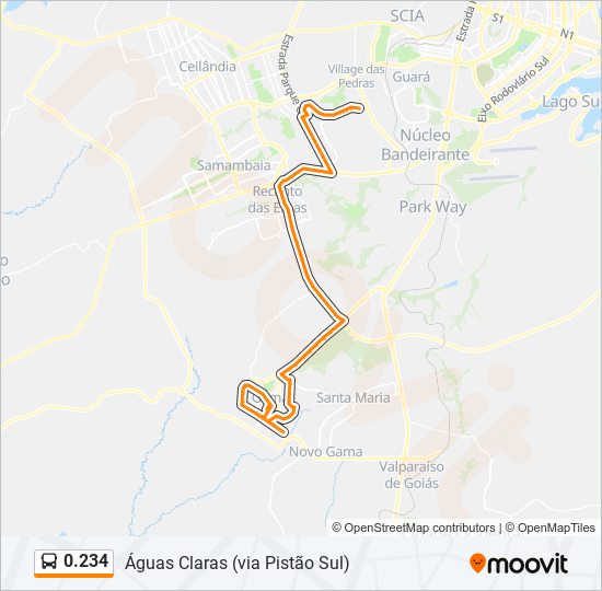 Mapa da linha 0.234 de ônibus