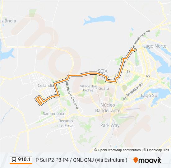 Mapa de 910.1 de autobús