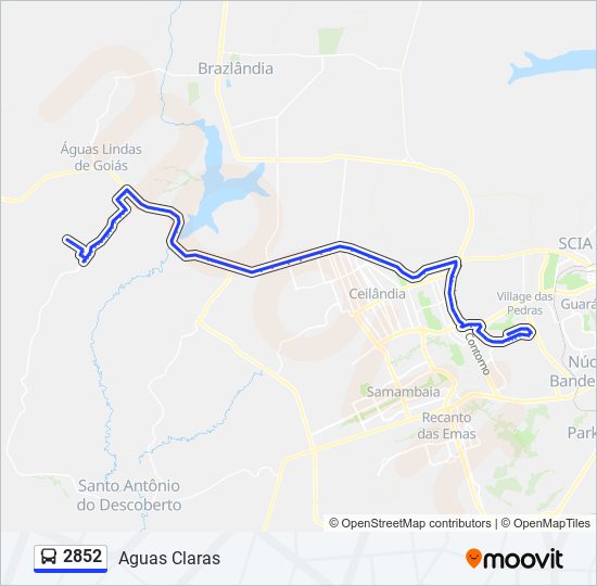 Mapa da linha 2852 de ônibus