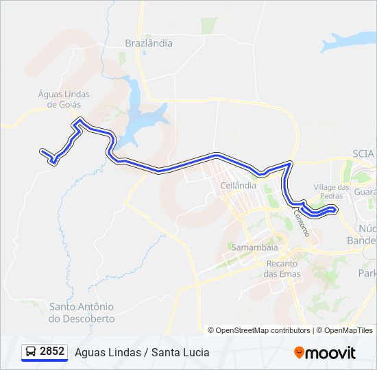 Mapa da linha 2852 de ônibus