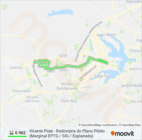 Mapa da linha 0.962 de ônibus