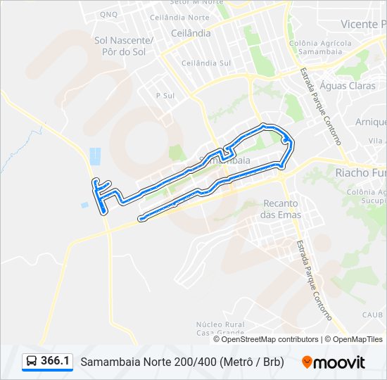 Mapa da linha 366.1 de ônibus