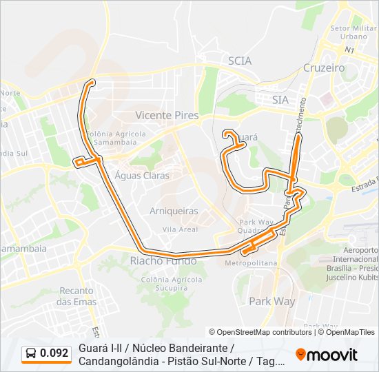 Mapa da linha 0.092 de ônibus