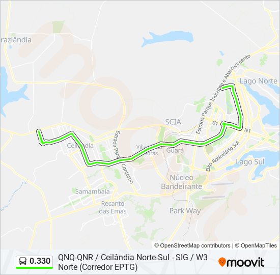 Mapa da linha 0.330 de ônibus
