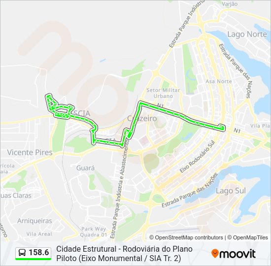 Mapa da linha 158.6 de ônibus