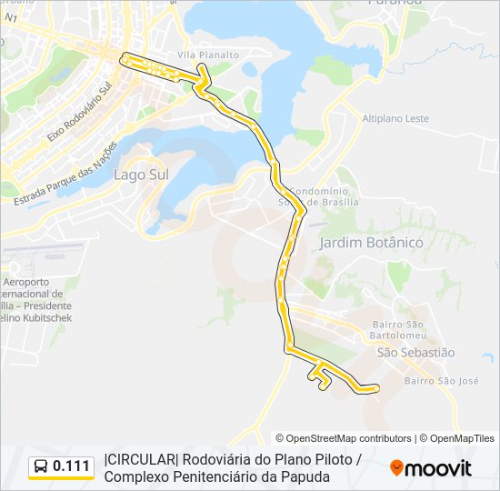 Mapa da linha 0.111 de ônibus