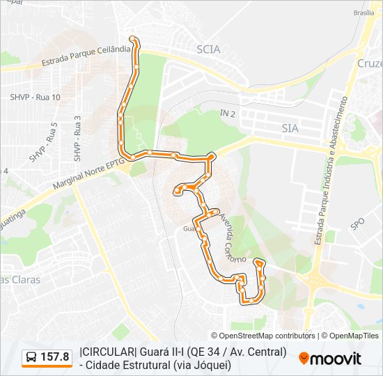 Mapa da linha 157.8 de ônibus