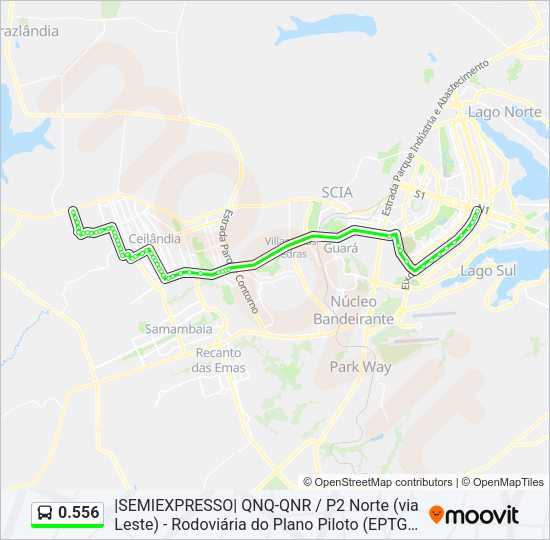 Mapa da linha 0.556 de ônibus