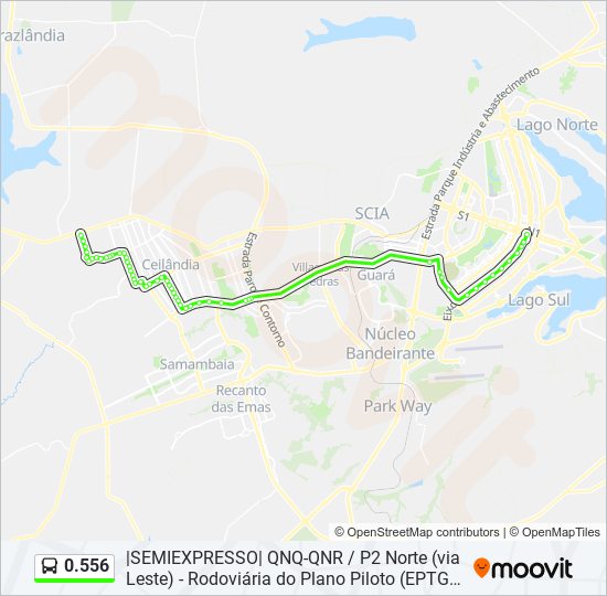 Mapa da linha 0.556 de ônibus